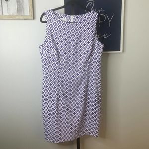 ALYX Limited Womens Dress‎ Size 14 White/Purple Geometric Sleeveless Sheath
